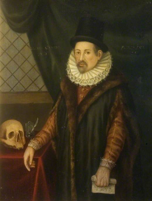 William Gilbert    1544-1603 <br>Notice that Gilbert is precisely a contemporary of Galileo and Kepler.