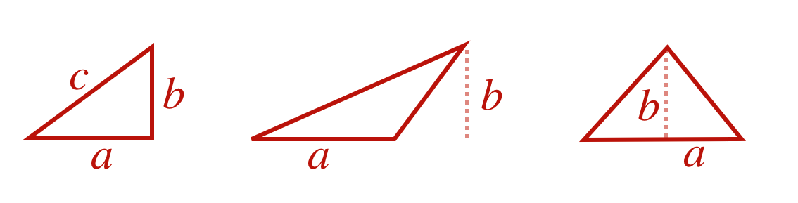 Three triangles, all with the same areas.